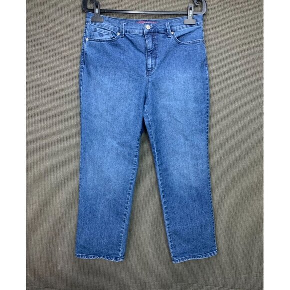 Gloria Vanderbilt Denim - Gloria Vanderbilt Amanda Womens 14PS Blue Straight Leg Stretch Denim Jeans